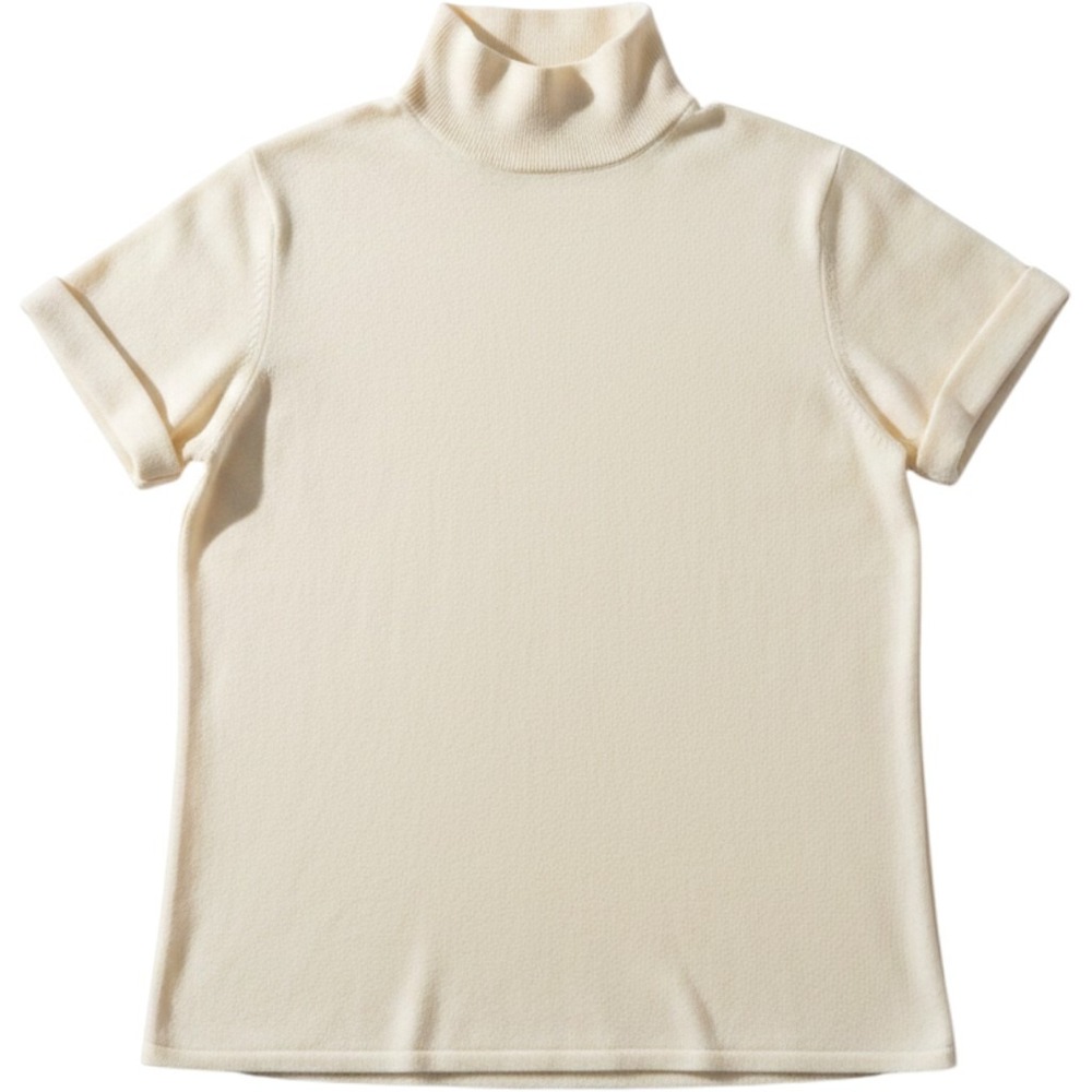 Susan Graver Style Cream Mock Neck Short Sleeve Knit Sweater Top 1X A2504